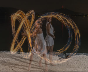 Feuershow in weiss